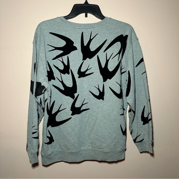 Alexander McQueen Mint Melange Mixed Media Novelty Birds Pullover Sweatshirt S - Picture 14 of 16